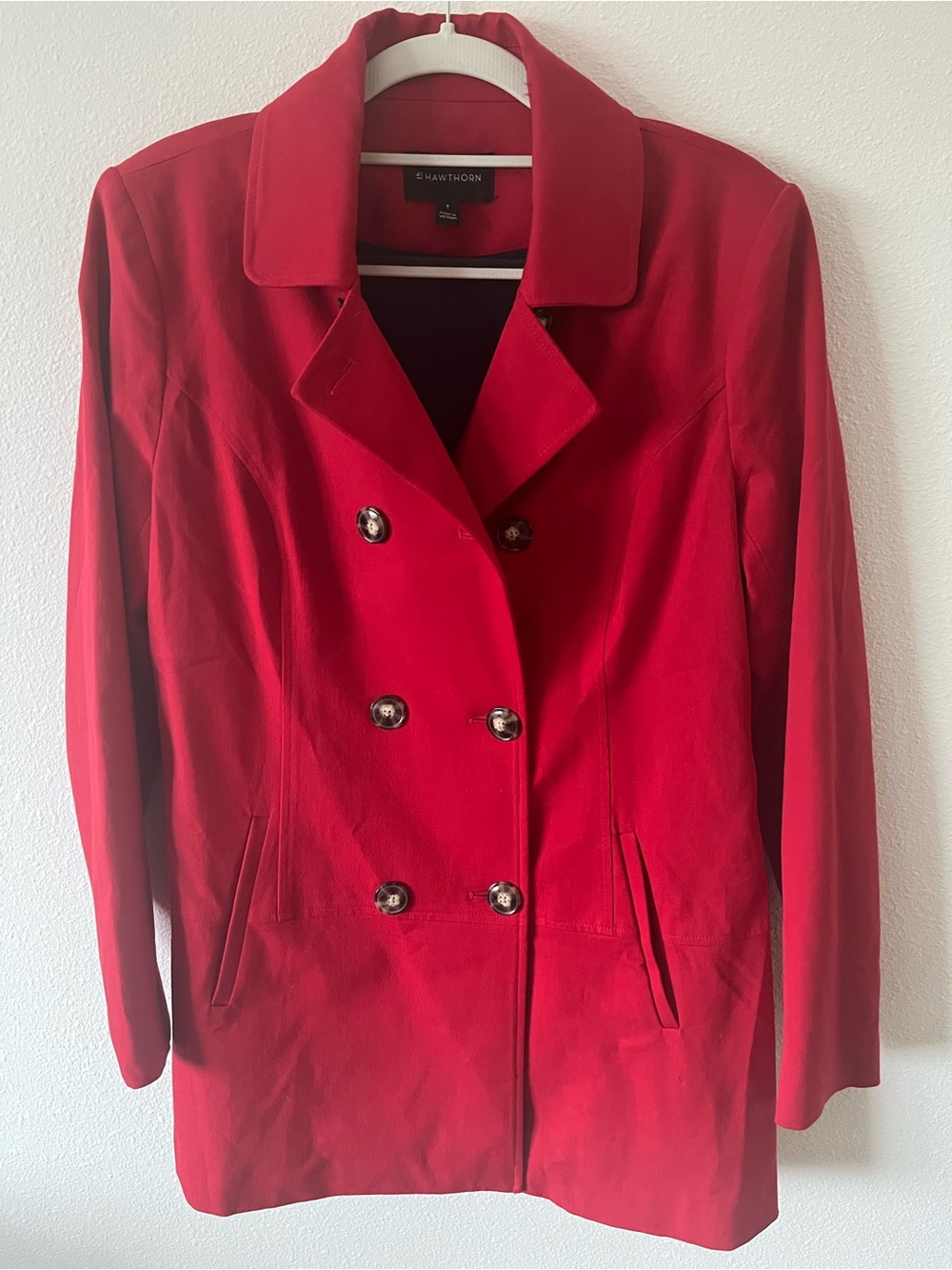 41 Hawthorn Red Double-Breasted Pea Coat